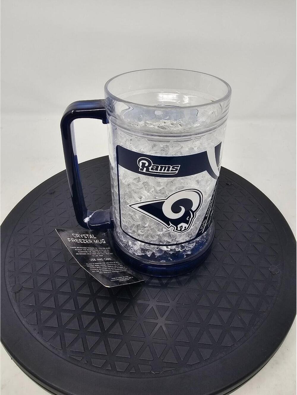 NFL Los Angeles Rams Freezer Mug Clear Dark Blue 16oz Plastic Gel Cup